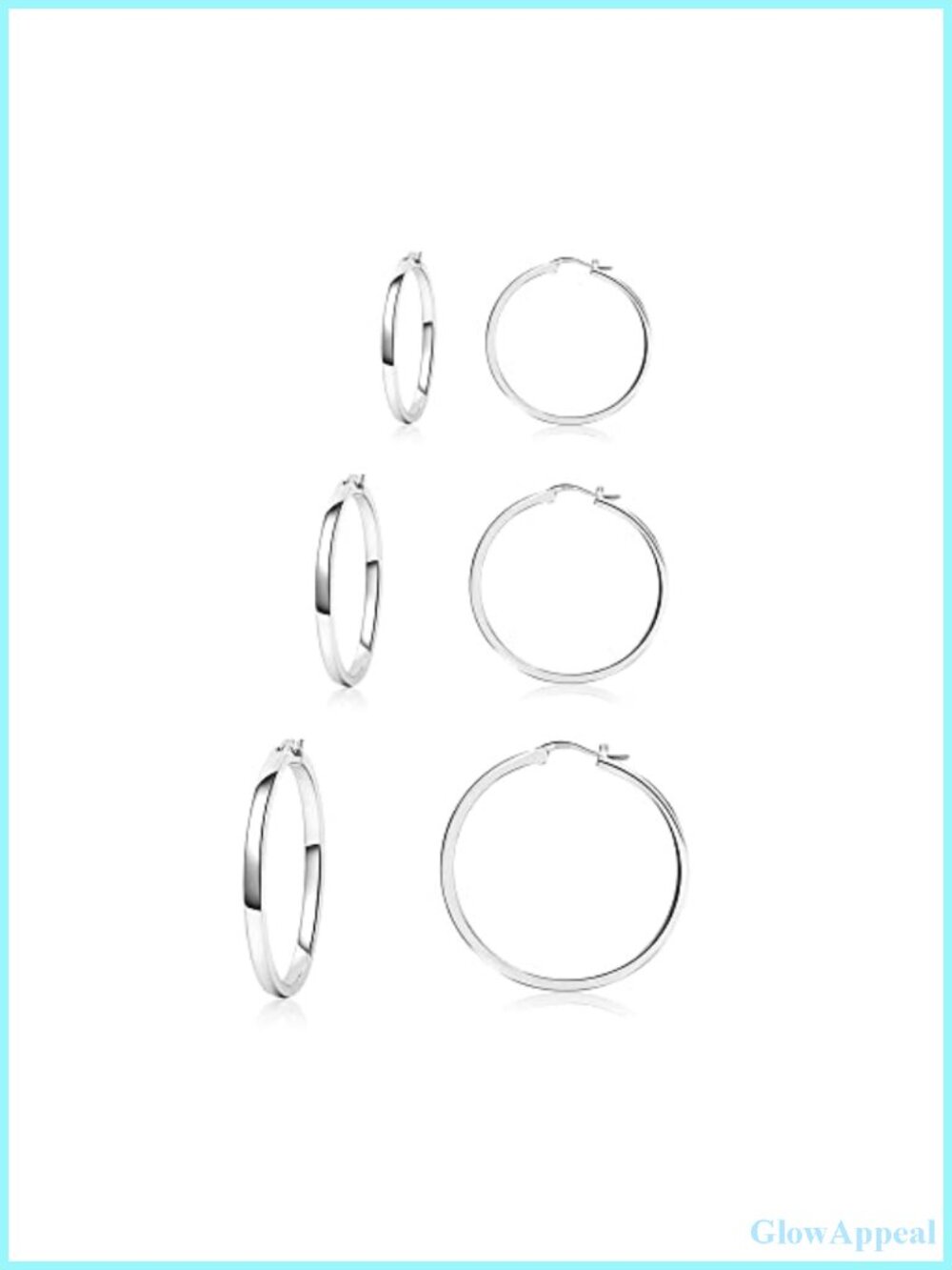 Sterling Silver Hoop Earrings Set of 3 Hypoallergenic 925 Silver Hoops